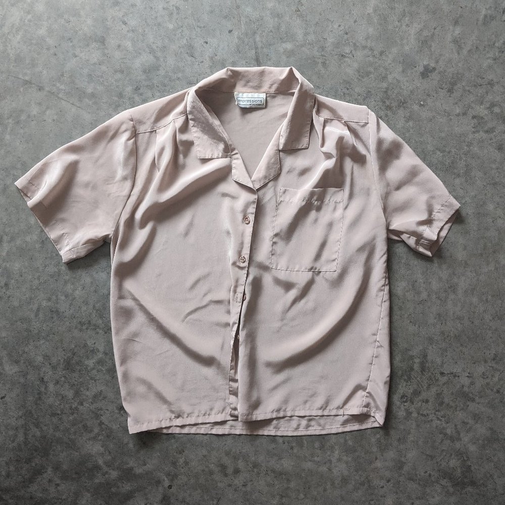 Short Sleeve Cream Vintage Button Down